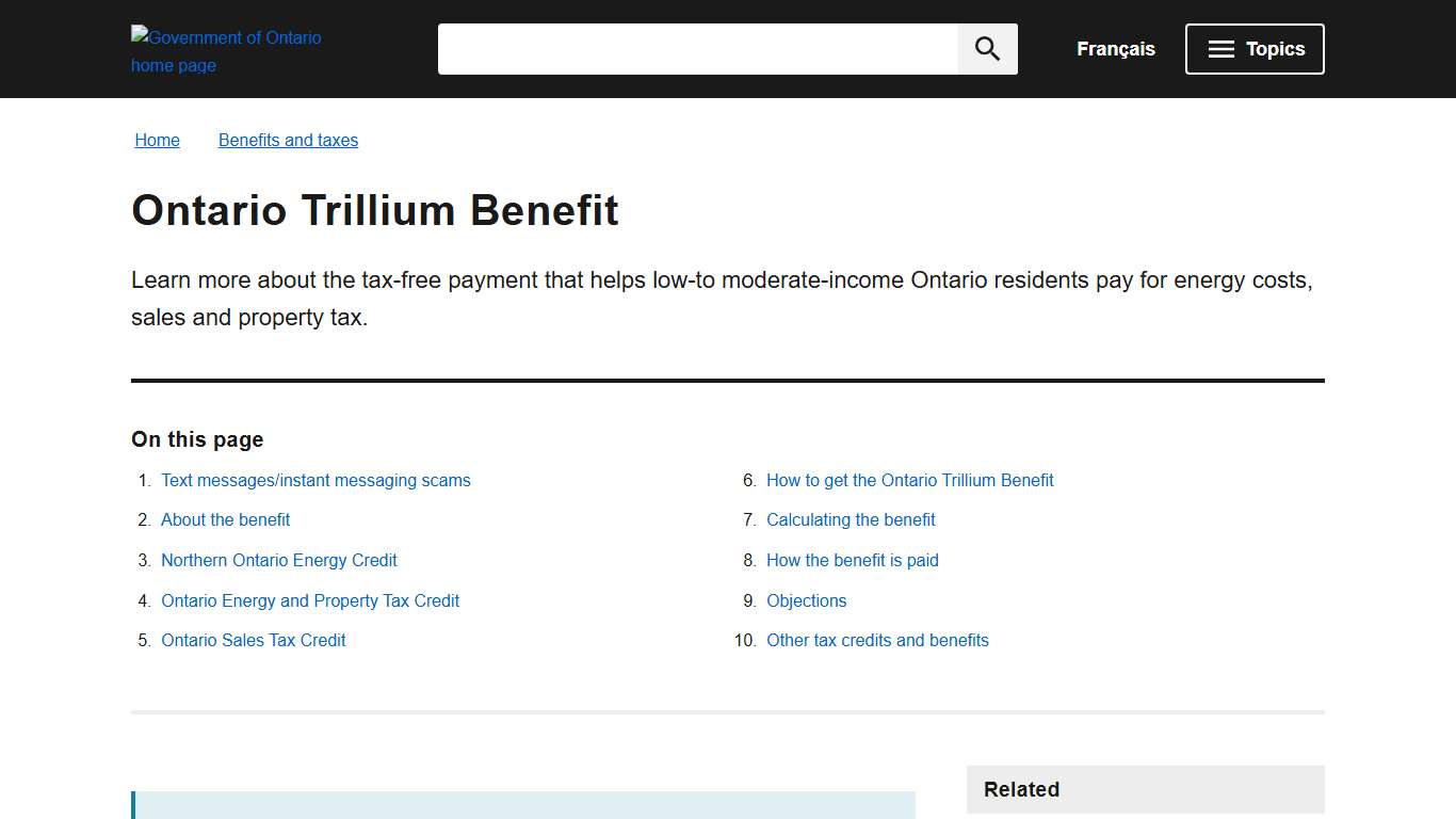 Ontario Trillium Benefit ontario.ca